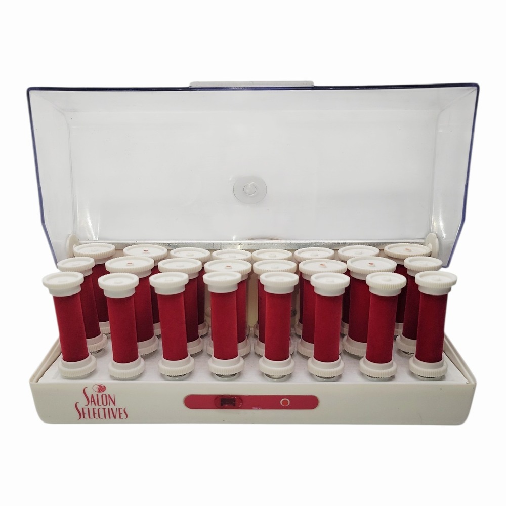 Vintage Salon Selectives Hot Rollers Set 20 Curlers Heated‎ Hair Curling Working